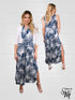 Sheath Silhouette V-Neckline Side Slit Maxi Dress - D052